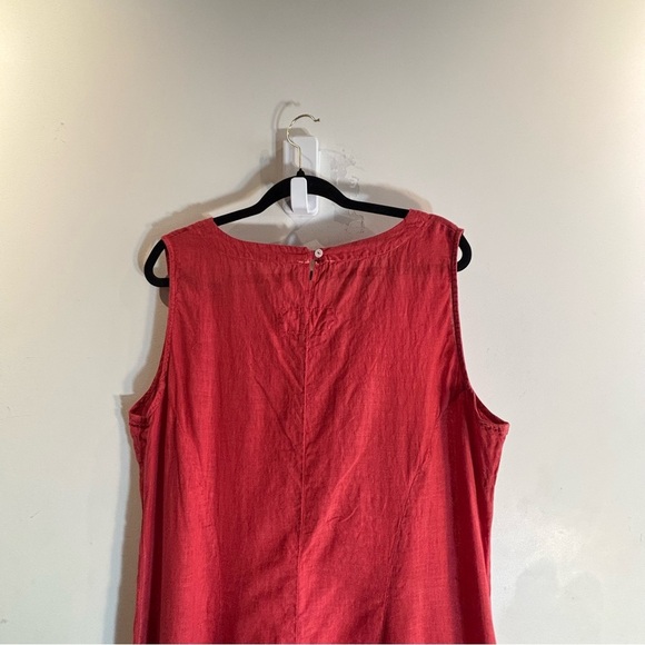 LINEN Sz XL (estimated) Sleeveless A-line Dress with Asymmetrical Boxy Hemline - Picture 8 of 9
